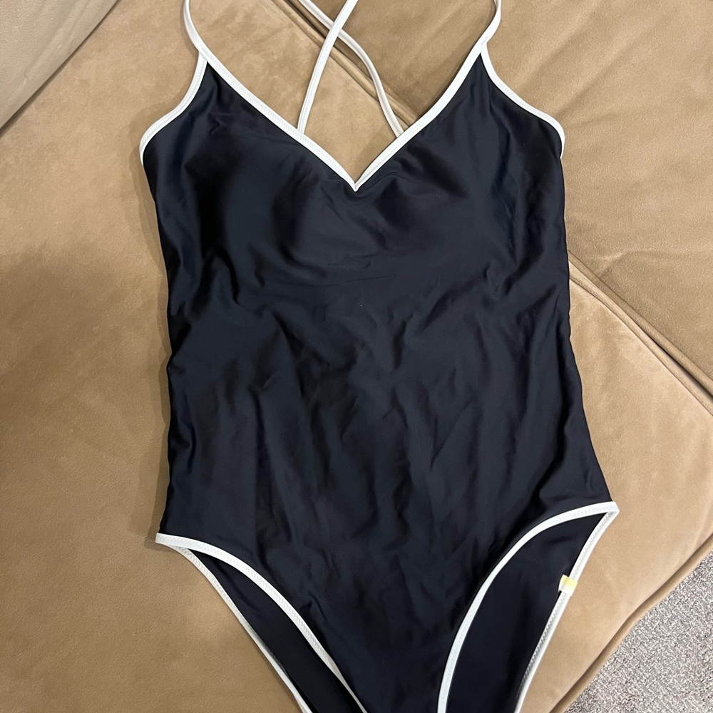 Summersalt Black One-Piece Swimsuit with White Trim